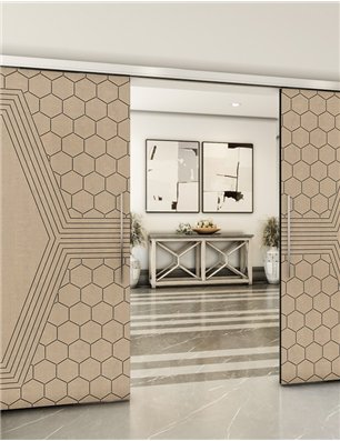 Holzschiebetür Slim-Line - Eiche und Weiss  Model 4080