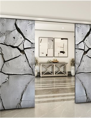 Holzschiebetür Slim-Line - Beton und Stein  Model 4041