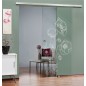Glasschiebetür SLIM-LINE Blume 10 Gelasert Auf Klarglas