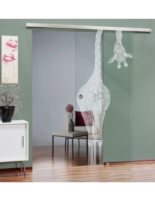 Glasschiebetür SLIM-LINE Giraffenhals Gelasert Auf Klarglas