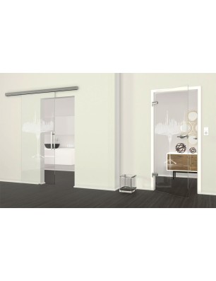 Glasschiebetür SLIM-LINE My City Gelasert Auf Klarglas