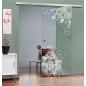 Glasschiebetür SLIM-LINE Blume 11 Gelasert Auf Klarglas