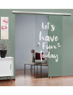 Glasschiebetür SLIM-LINE Lets have fun Gelasert Auf Klarglas