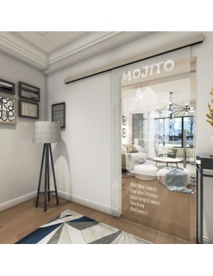 Glasschiebetür SLIM-LINE Mojito Gelasert Auf Klarglas