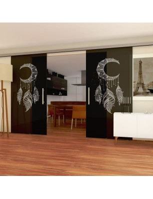 Glasschiebetür SLIM-LINE Dreamcatcher Gelasert Auf Grauglas