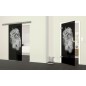 Glasschiebetür SLIM-LINE Lionking Gelasert Auf Grauglas