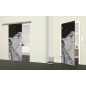 Glasschiebetür SLIM-LINE Dreaming Kitty Gelasert Auf Grauglas