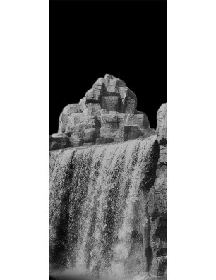Glasschiebetür SLIM-LINE Wasserfall II Gelasert Auf Grauglas