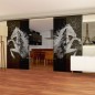 Glasschiebetür SLIM-LINE flying Horse Gelasert Auf Grauglas