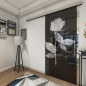 Glasschiebetür SLIM-LINE Rose I Gelasert Auf Grauglas