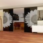 Glasschiebetür SLIM-LINE Sonnenblume Gelasert Auf Grauglas