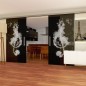 Glasschiebetür SLIM-LINE Burning Musik Gelasert Auf Grauglas