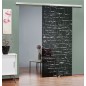 Glasschiebetür SLIM-LINE Steinwand Gelasert Auf Grauglas Glasschiebetür SLIM-LINE Steinwand Gelasert Auf Grauglas