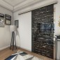 Glasschiebetür SLIM-LINE Steinwand Gelasert Auf Grauglas Glasschiebetür SLIM-LINE Steinwand Gelasert Auf Grauglas