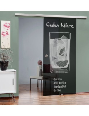 Glasschiebetür SLIM-LINE Cuba Libre Gelasert Auf Grauglas