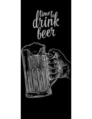 Glasschiebetür SLIM-LINE Time to drink beer Gelasert Auf Grauglas