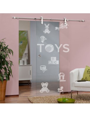 Glasschiebetür PIPE-LINE Toys Gelasert Auf Klarglas