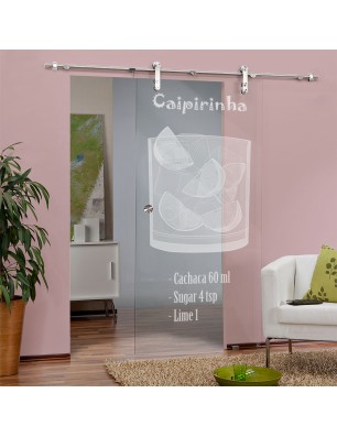 Glasschiebetür PIPE-LINE Caipirinha Gelasert Auf Klarglas