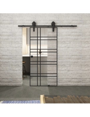Glasschiebetür BARN-LINE Loft Schwarzlack 19 Auf Klarglas