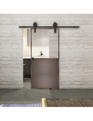 Glasschiebetür BARN-LINE Loft Rosteisen Genietet 16 Auf Klarglas