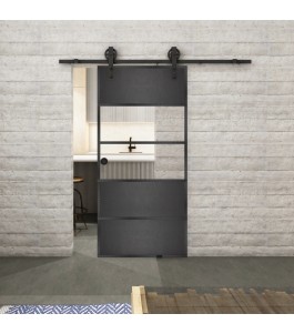 Glasschiebetür BARN-LINE Loft Schwarzeisen Genietet 25 Auf Klarglas