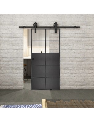 Glasschiebetür BARN-LINE Loft Schwarzeisen Genietet 17 Auf Klarglas