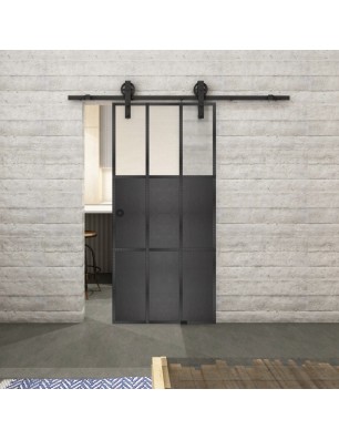 Glasschiebetür BARN-LINE Loft Schwarzeisen Genietet 23 Blickdicht