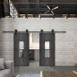 Glasschiebetür BARN-LINE Loft Schwarzeisen Genietet 35 Auf Klarglas