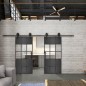 Glasschiebetür BARN-LINE Loft Schwarzeisen Genietet 31 Auf Klarglas