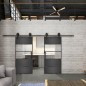 Glasschiebetür BARN-LINE Loft Schwarzeisen Genietet 25 Auf Klarglas
