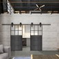 Glasschiebetür BARN-LINE Loft Schwarzeisen Genietet 21 Auf Klarglas