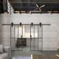 Glasschiebetür BARN-LINE Loft Schwarzeisen Genietet 12 Auf Klarglas