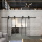 Glasschiebetür BARN-LINE Loft Schwarzeisen Genietet 08 Auf Klarglas