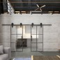 Glasschiebetür BARN-LINE Loft Schwarzeisen Genietet 07 Auf Klarglas