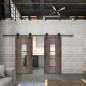 Glasschiebetür BARN-LINE Loft Rosteisen Genietet 34 Auf Klarglas