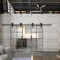 Glasschiebetür BARN-LINE Loft Rosteisen Genietet 06 Auf Klarglas