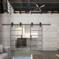 Glasschiebetür BARN-LINE Loft Rosteisen Genietet 01 Auf Klarglas