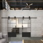 Glasschiebetür BARN-LINE Loft Schwarzlack 32 Auf Klarglas