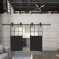 Glasschiebetür BARN-LINE Loft Schwarzlack 27 Auf Klarglas