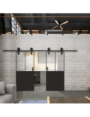 Glasschiebetür BARN-LINE Loft Schwarzlack 26 Auf Klarglas