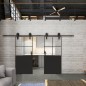 Glasschiebetür BARN-LINE Loft Schwarzlack 24 Auf Klarglas