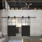 Glasschiebetür BARN-LINE Loft Schwarzlack 23 Auf Klarglas