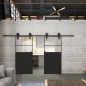 Glasschiebetür BARN-LINE Loft Schwarzlack 22 Auf Klarglas