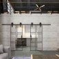 Glasschiebetür BARN-LINE Loft Schwarzlack 14 Auf Klarglas