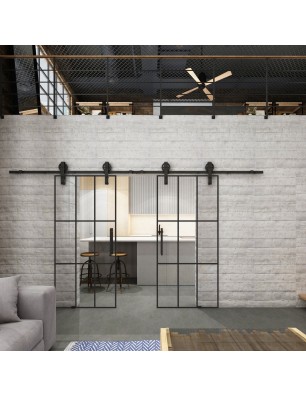 Glasschiebetür BARN-LINE Loft Schwarzlack 11 Auf Klarglas