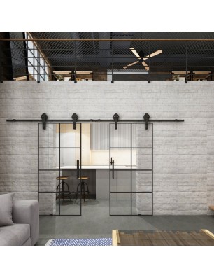 Glasschiebetür BARN-LINE Loft Schwarzlack 06 Auf Klarglas