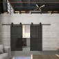 Glasschiebetür BARN-LINE Loft Schwarzlack 07 Auf Grauglas