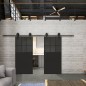 Glasschiebetür BARN-LINE Loft Schwarzlack 27 Auf Grauglas