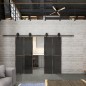 Glasschiebetür BARN-LINE Loft Rosteisen Genietet 08 Auf Grauglas