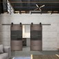 Glasschiebetür BARN-LINE Loft Rosteisen Genietet 25 Auf Grauglas